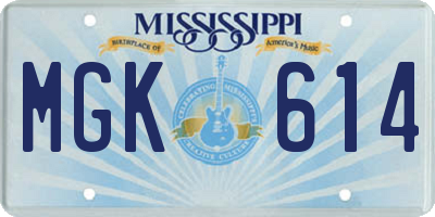 MS license plate MGK614