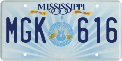 MS license plate MGK616