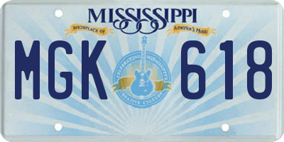MS license plate MGK618