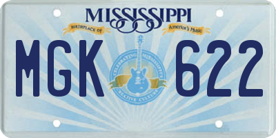 MS license plate MGK622