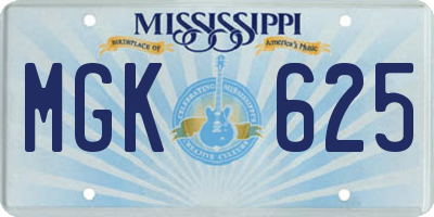 MS license plate MGK625