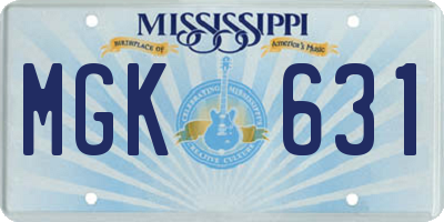 MS license plate MGK631