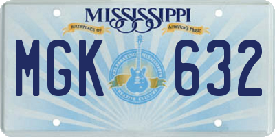MS license plate MGK632