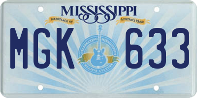 MS license plate MGK633