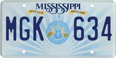 MS license plate MGK634