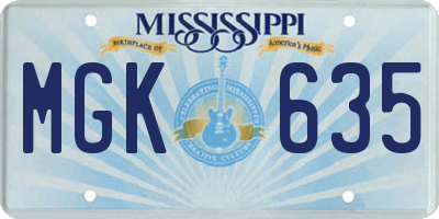 MS license plate MGK635