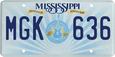 MS license plate MGK636