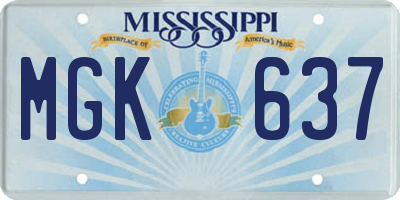 MS license plate MGK637