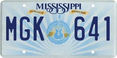 MS license plate MGK641
