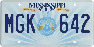 MS license plate MGK642