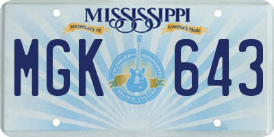 MS license plate MGK643