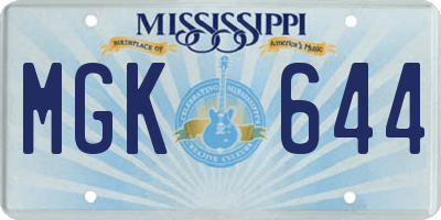MS license plate MGK644