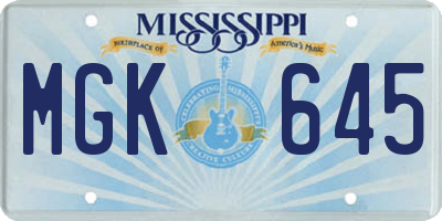 MS license plate MGK645