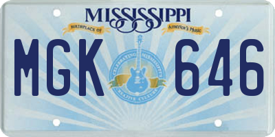 MS license plate MGK646