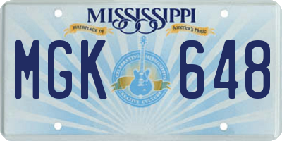 MS license plate MGK648
