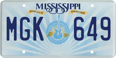 MS license plate MGK649