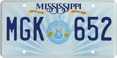 MS license plate MGK652