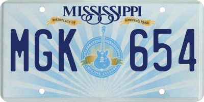 MS license plate MGK654