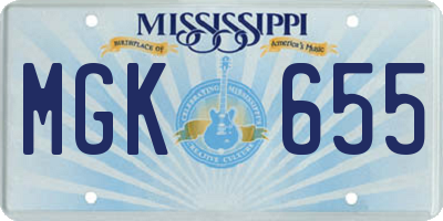 MS license plate MGK655