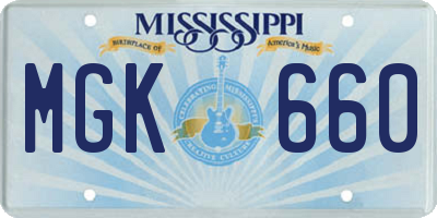MS license plate MGK660