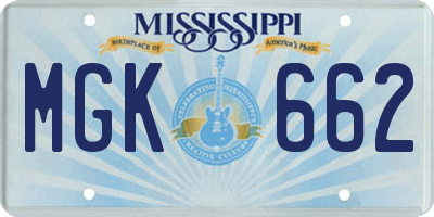 MS license plate MGK662