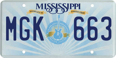 MS license plate MGK663