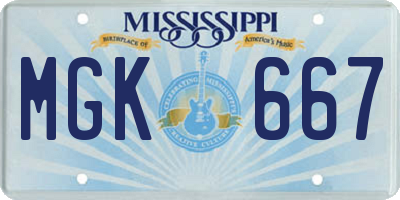 MS license plate MGK667
