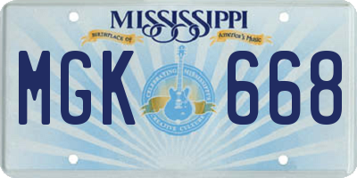 MS license plate MGK668
