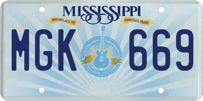 MS license plate MGK669
