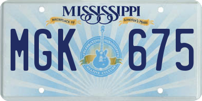 MS license plate MGK675