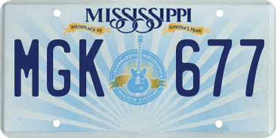 MS license plate MGK677
