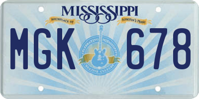 MS license plate MGK678