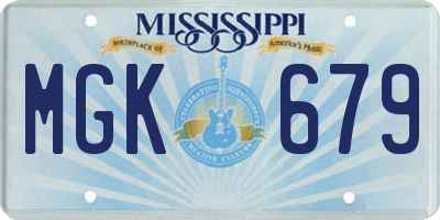 MS license plate MGK679