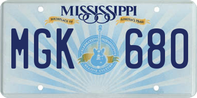 MS license plate MGK680