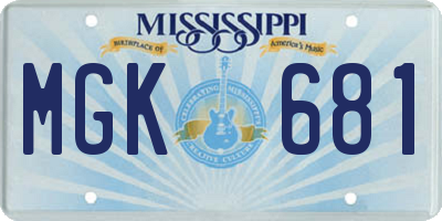 MS license plate MGK681
