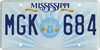 MS license plate MGK684