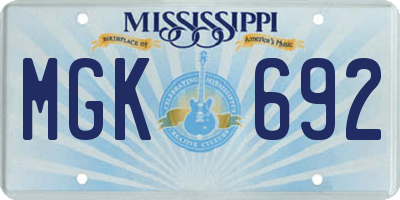 MS license plate MGK692