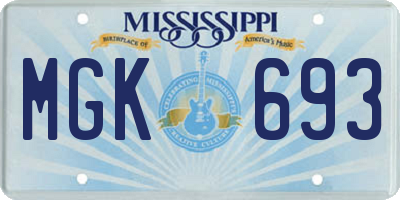 MS license plate MGK693