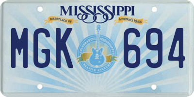 MS license plate MGK694