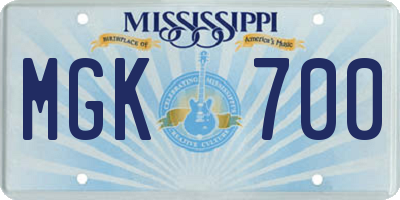 MS license plate MGK700