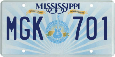 MS license plate MGK701