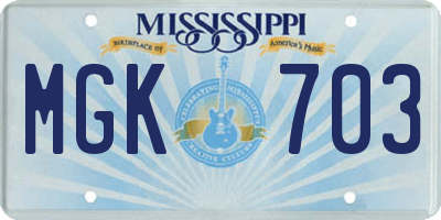 MS license plate MGK703