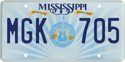 MS license plate MGK705