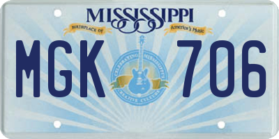MS license plate MGK706