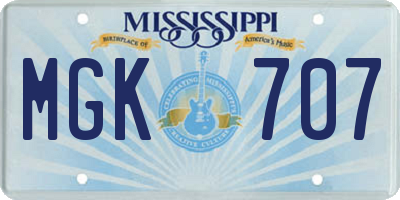 MS license plate MGK707