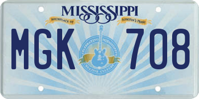 MS license plate MGK708