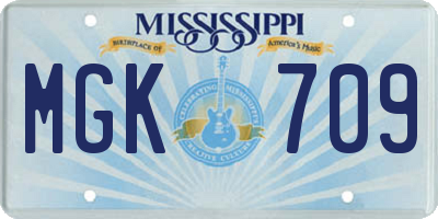 MS license plate MGK709