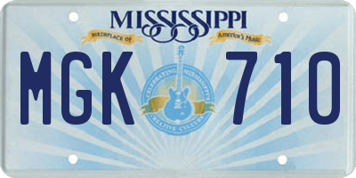 MS license plate MGK710