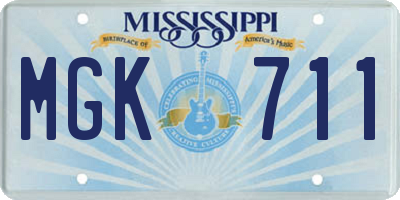 MS license plate MGK711