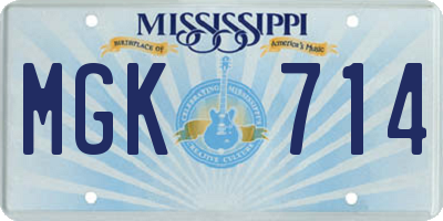MS license plate MGK714